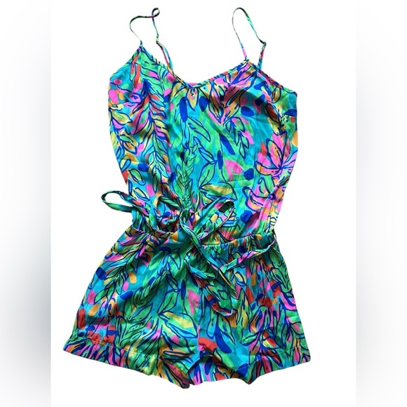 Lilly Pulitzer Pants - Lilly Pulitzer floral Silky "Deana" Romper in 'Hot Spot' -Small